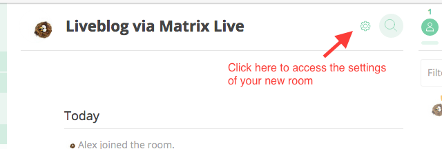 Access settings for the room